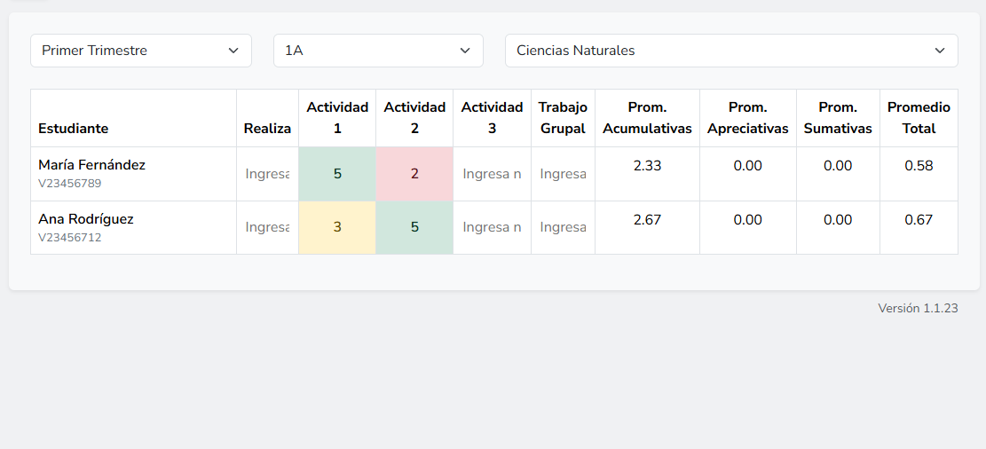 Control de nota