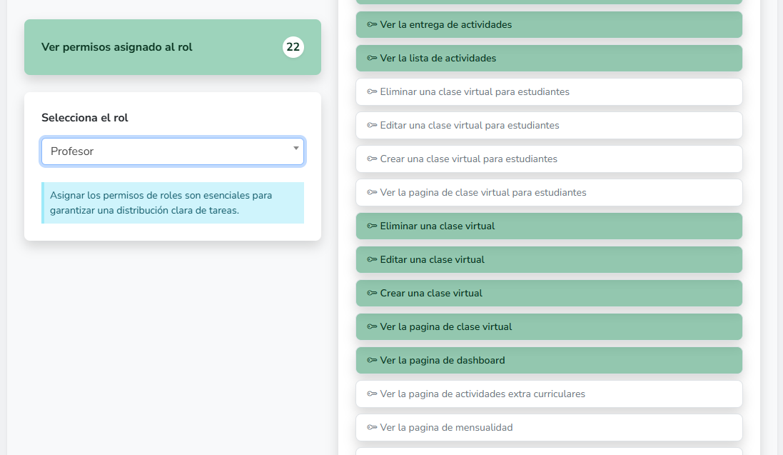 Asignación de permisos a usuarios